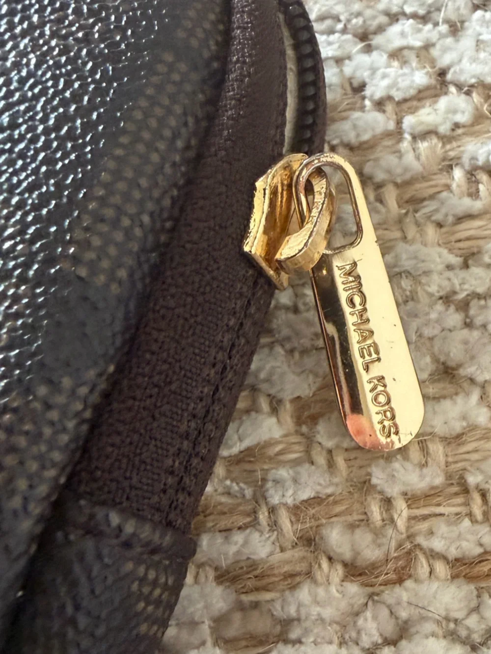Michael Kors Brown MK Logo Tech Pouch 10x6